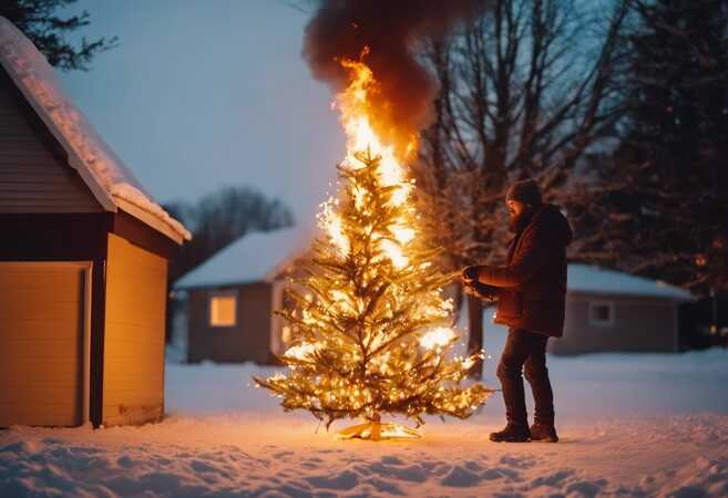 В Казахстане мужчина поджег городскую елку в знак протеста против Нового года